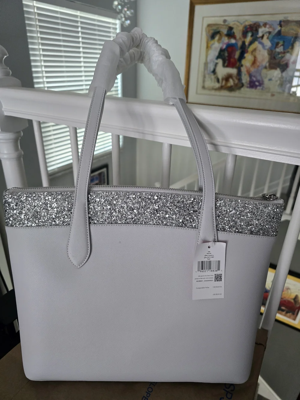 Kate Spade Silver-Accent Grey Shoulder Bag